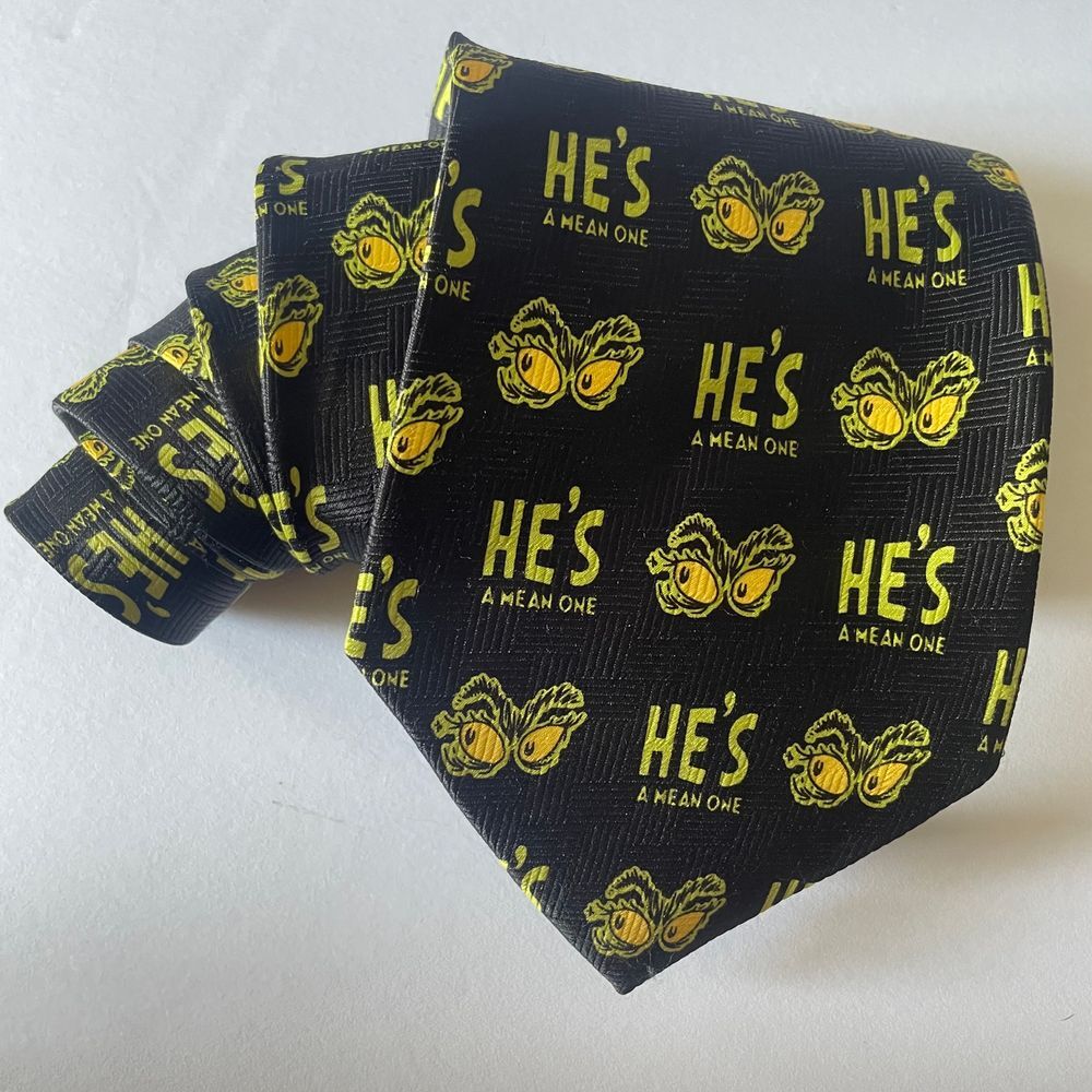 The Grinch classic necktie black green‎ He's a mean one Christmas Dr. Seuss